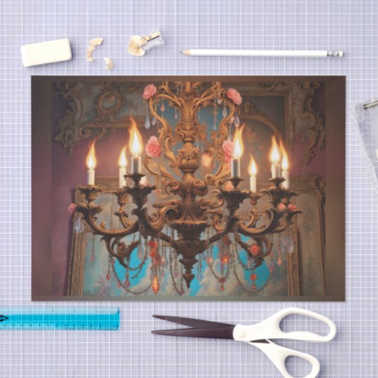 Rococo Franse kroonluchter 3 Decoupage Papier (Craft)
