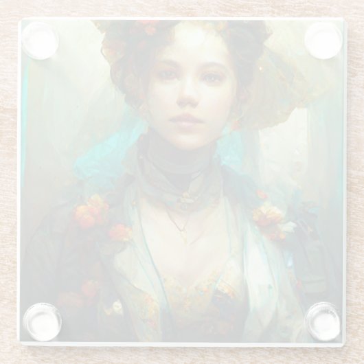 Rococo Future Sci-Fi Fantasy Glazen Onderzetter (Achterkant)