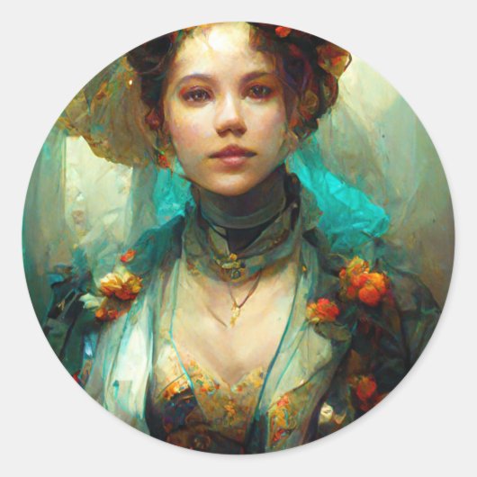 Rococo Future Sci-Fi Fantasy Ronde Sticker (Voorkant)
