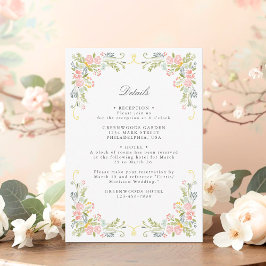 Rococo Garden Ornate Floral Wedding QR Details Informatiekaartje
