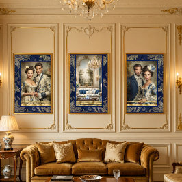 Rococo Glamour & Allure Blauwe Decoupage 1 Inpakpapier Vel