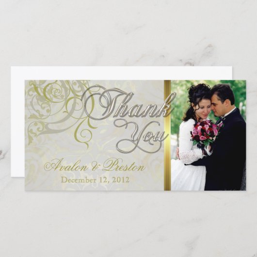  Rococo Gold Dank u fotokaarten Bedankkaart (Voorkant / Achterkant)