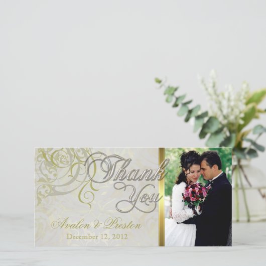  Rococo Gold Dank u fotokaarten Bedankkaart (Staand voorkant)