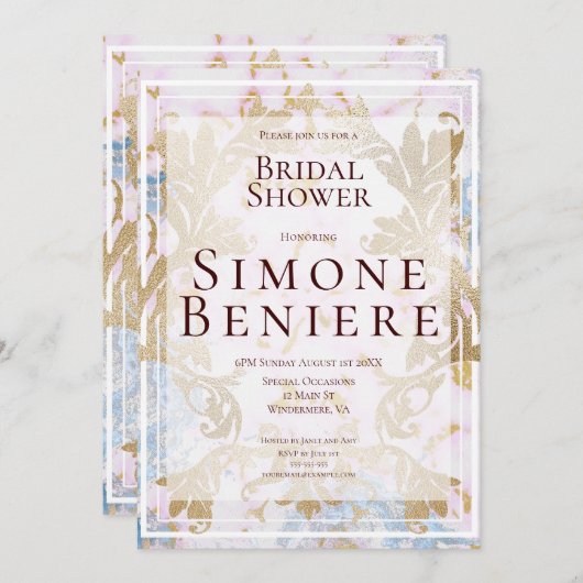 Rococo Gold filigraan bruids douche uitnodiging (Voorkant / Achterkant)