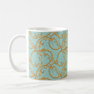 Rococo-golden elementen naadloos patroon. Goudteks Koffiemok