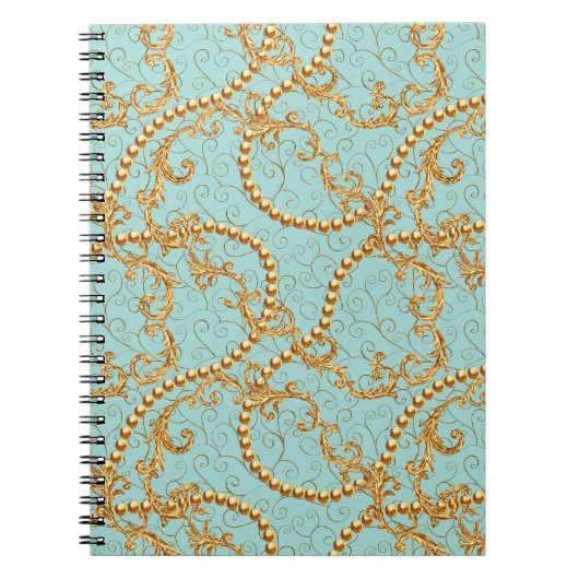Rococo-golden elementen naadloos patroon. Goudteks Notitieboek (Voorkant)