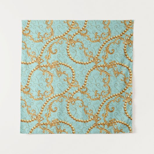 Rococo-golden elementen naadloos patroon. Goudteks Wandkleed (Voorkant)