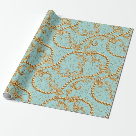 Rococo golden elements seamless pattern. Gold text Cadeaupapier (Uitgerold)