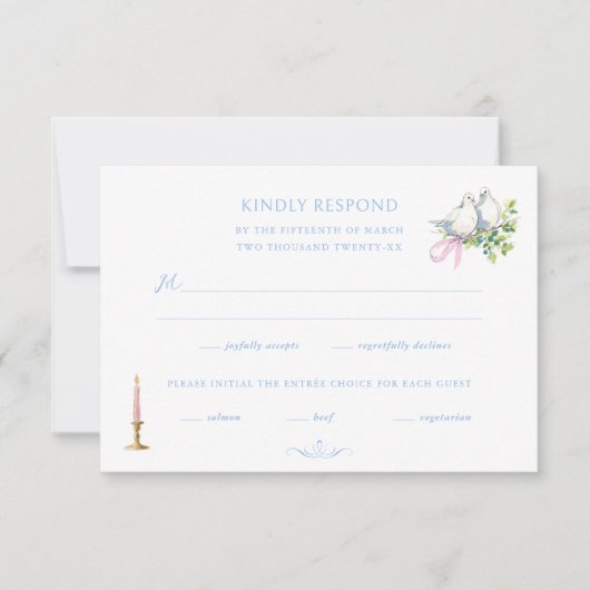 Rococo handgeschilderd huwelijk RSVP kaartje (Voorkant)