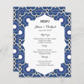 Rococo Indigo Beauely Blue Wedding Menu (Voorkant / Achterkant)