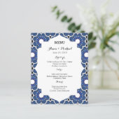 Rococo Indigo Beauely Blue Wedding Menu (Staand voorkant)