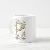 Rococo Initiaal 'P' Mok voor een Koffieprinses (Voorkant links)