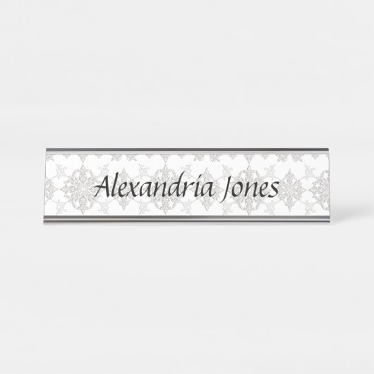 rococo-kantnaamplaat bureau naambordje (Voorkant)