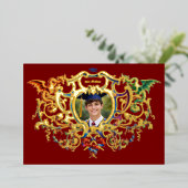 Rococo Kartouche met Draken Foto Sjabloon Folie (Staand Voorkant)