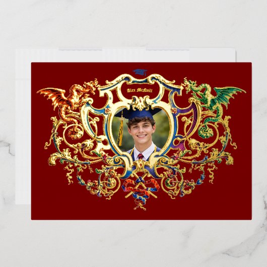 Rococo Kartouche met Draken Foto Sjabloon Folie (Envelop)