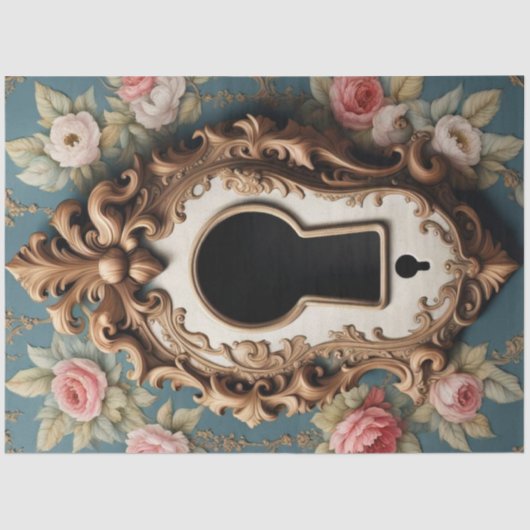 Rococo Keyhole Decoupage Papier – Lijst (Voorkant)