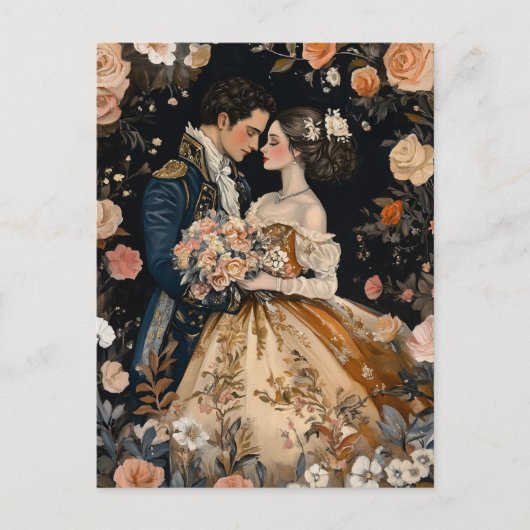 Rococo Koppel Romantische Trouw Verlovingsgelukwen Briefkaart (Voorkant)