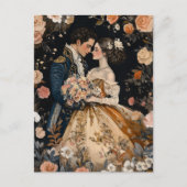 Rococo Koppel Romantische Trouwdag Betuigingen met Briefkaart (Voorkant)