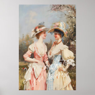 Rococo-kunstprint meerwandeling picknick, vintage poster