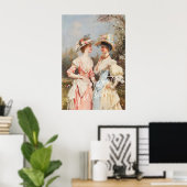 Rococo-kunstprint meerwandeling picknick, vintage  poster (Thuiskantoor)
