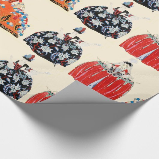 ROCOCO LADIES ART DECO MODE COSTUME ONTWERP CADEAUPAPIER (Hoek)