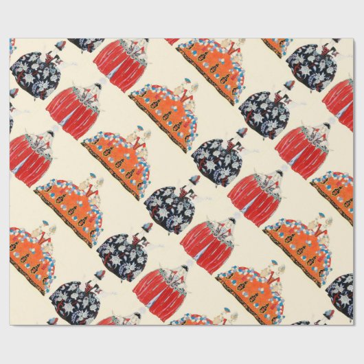 ROCOCO LADIES ART DECO MODE COSTUME ONTWERP CADEAUPAPIER (Vlak)