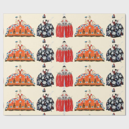 ROCOCO LADIES ART DECO MODE COSTUME ONTWERP CADEAUPAPIER (Vlak)