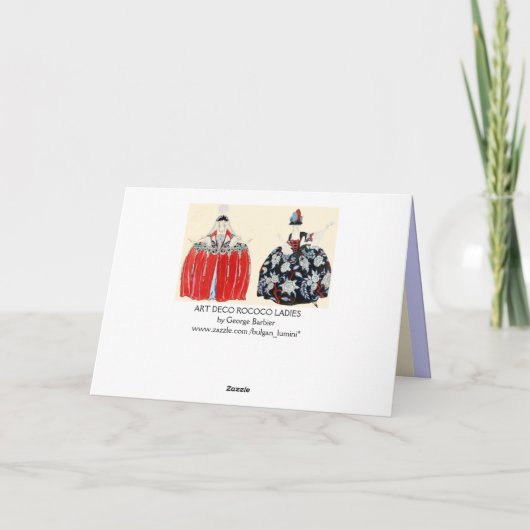 ROCOCO LADIES MODE KOSTUME ONTWERPMONOGRAM NOTITIEKAARTJE (Achterkant)