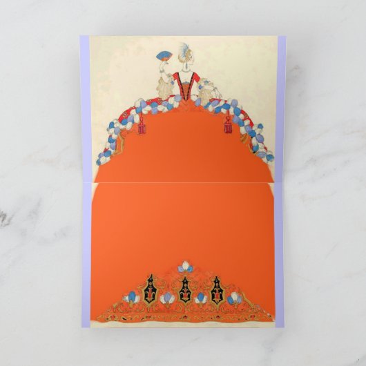 ROCOCO LADIES MODE KOSTUME ONTWERPMONOGRAM NOTITIEKAARTJE (Binnen)