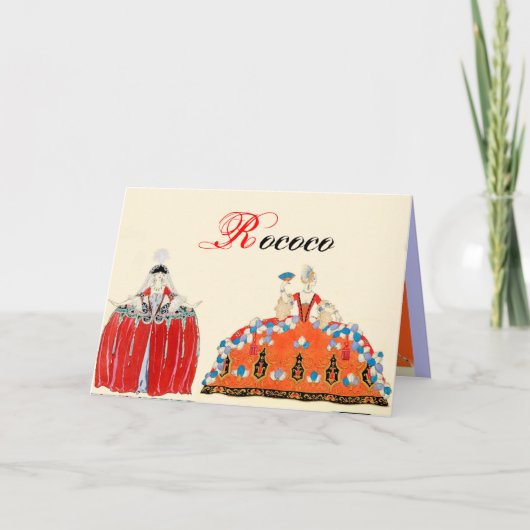 ROCOCO LADIES MODE KOSTUME ONTWERPMONOGRAM NOTITIEKAARTJE (Voorkant)