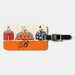 ROCOCO LADY ART DECO MODE COSTUME MONOGRAM BAGAGELABEL