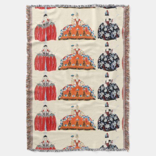 ROCOCO LADY BEAUTY, MODE KOSTUME DECO DEKEN (Voorkant Verticaal)