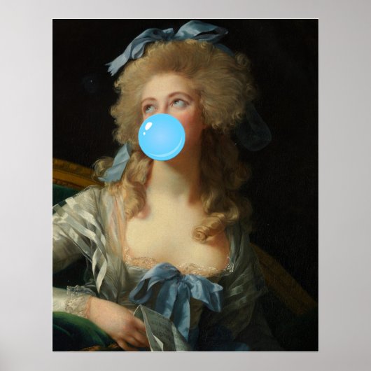 Rococo Lady met Bubblegum Altered Art Print (Voorkant)