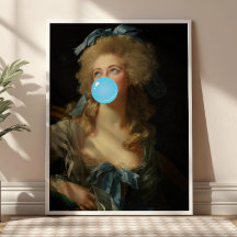Rococo Lady met Bubblegum Altered Art Print