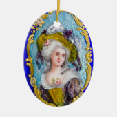 ROCOCO LADY MET PINKROSES KERAMISCH ORNAMENT (Voorkant)