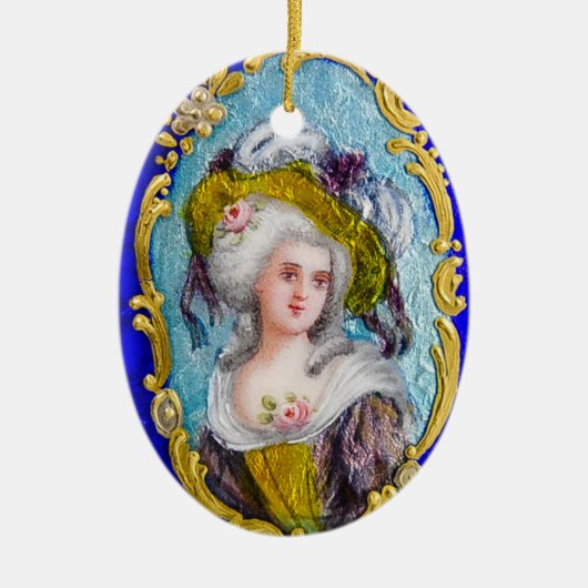 ROCOCO LADY MET PINKROSES KERAMISCH ORNAMENT (Voorkant)