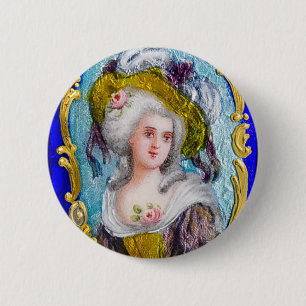 ROCOCO LADY MET PINKROSES RONDE BUTTON 5,7 CM
