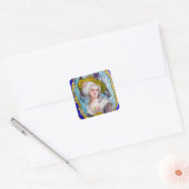 ROCOCO LADY MET PINKROSES VIERKANTE STICKER (Envelop)