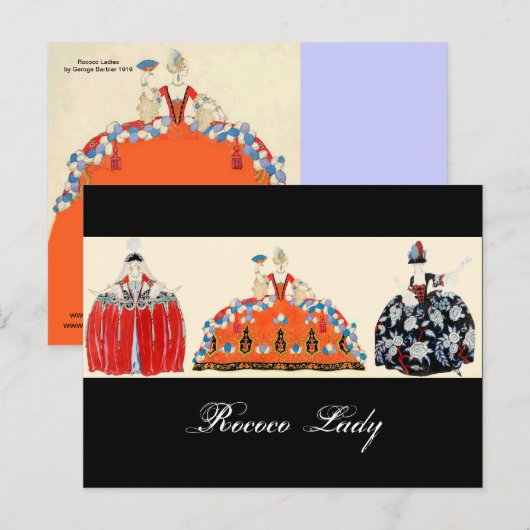 ROCOCO LADY MODE COSTUME DESIGNER MAKEUP ARTIST BRIEFKAART (Voorkant / Achterkant)