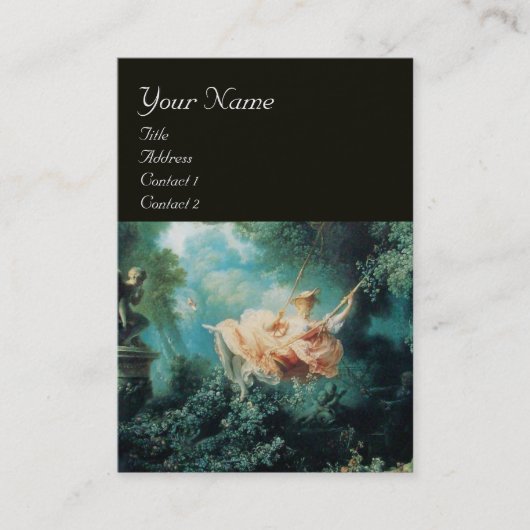 ROCOCO LADY ON SWING MONOGRAM Groen Roze Zwart Visitekaartje (Voorkant)