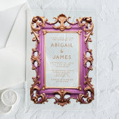Rococo Lijst Mauve Gold Wedding Acryl Uitnodigingen