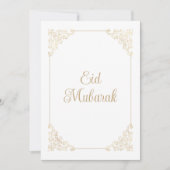  Rococo Lijst Wit Goud Script Eid Mubarak Feestdagenkaart (Voorkant)