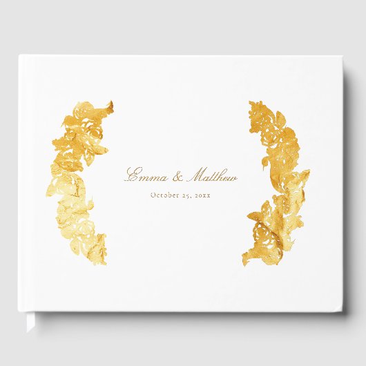 Rococo Marie Antoinette Golden Botanical Crest Gastenboek (Voorkant)