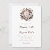 Rococo Monogram Crest All in One Wedding Kaart (Voorkant)