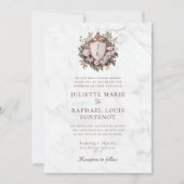 Rococo Monogram Crest All in One Wedding Kaart (Voorkant)