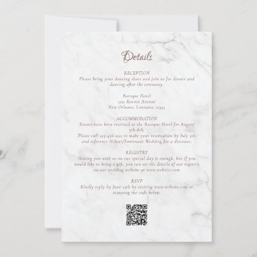 Rococo Monogram Crest All in One Wedding Kaart (Achterkant)