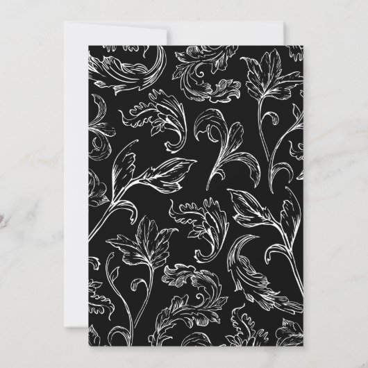 Rococo Monogram Huwelijk Kaart (Achterkant)