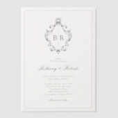 Rococo  Monogram Huwelijk Vellum Uitnodigingen (Voorkant)