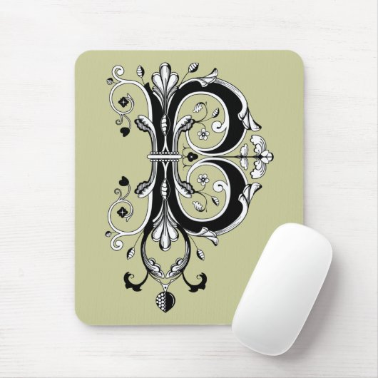 Rococo Monogram Letter B Muismat (Met muis)