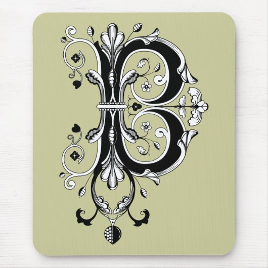 Rococo Monogram Letter B Muismat (Voorkant)